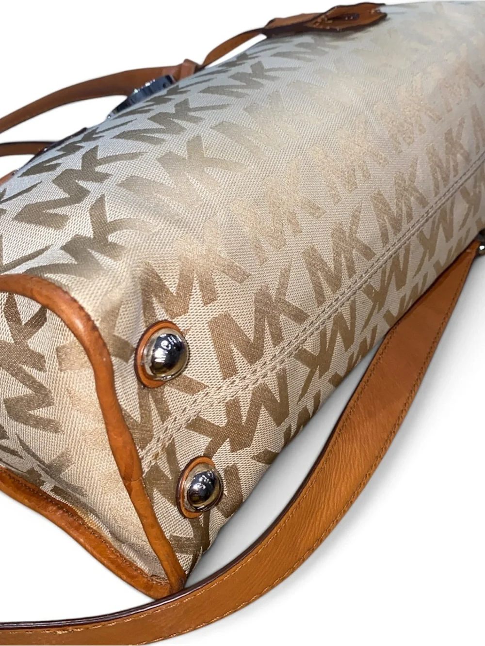 Michael Kors Hamilton Beige and Brown Logo Satchel